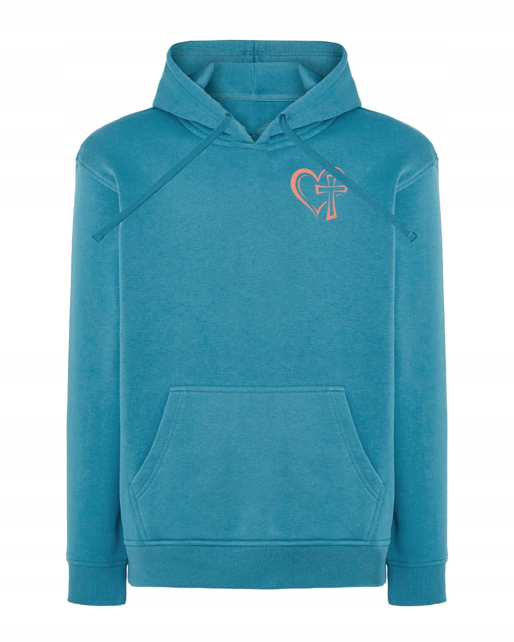 Mikina s kapucí Víra Ježíš Láska Kříž Světle modrá M