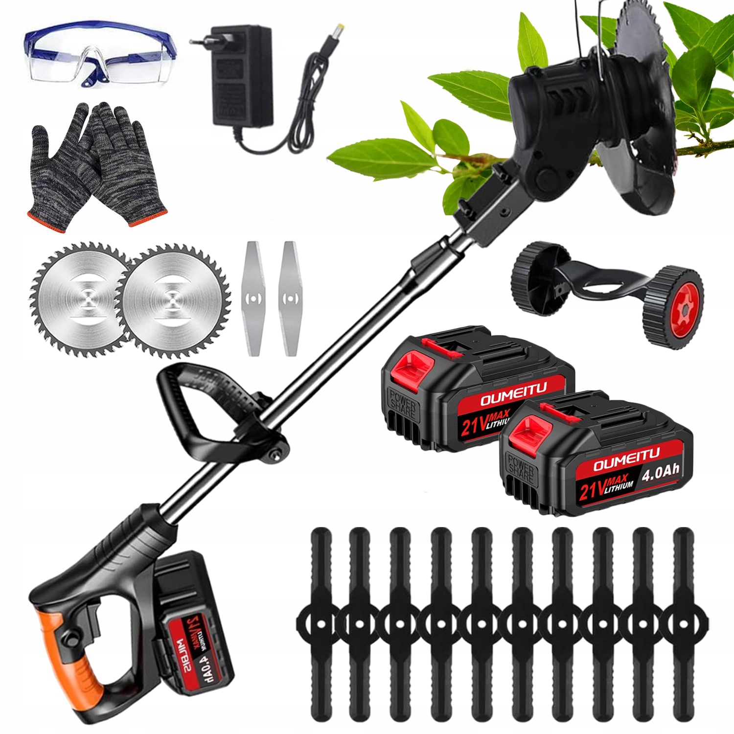 Zahradní Akumulátorová Sekačka Křovinořez Na Trávy 2 Aku Sada 880 W