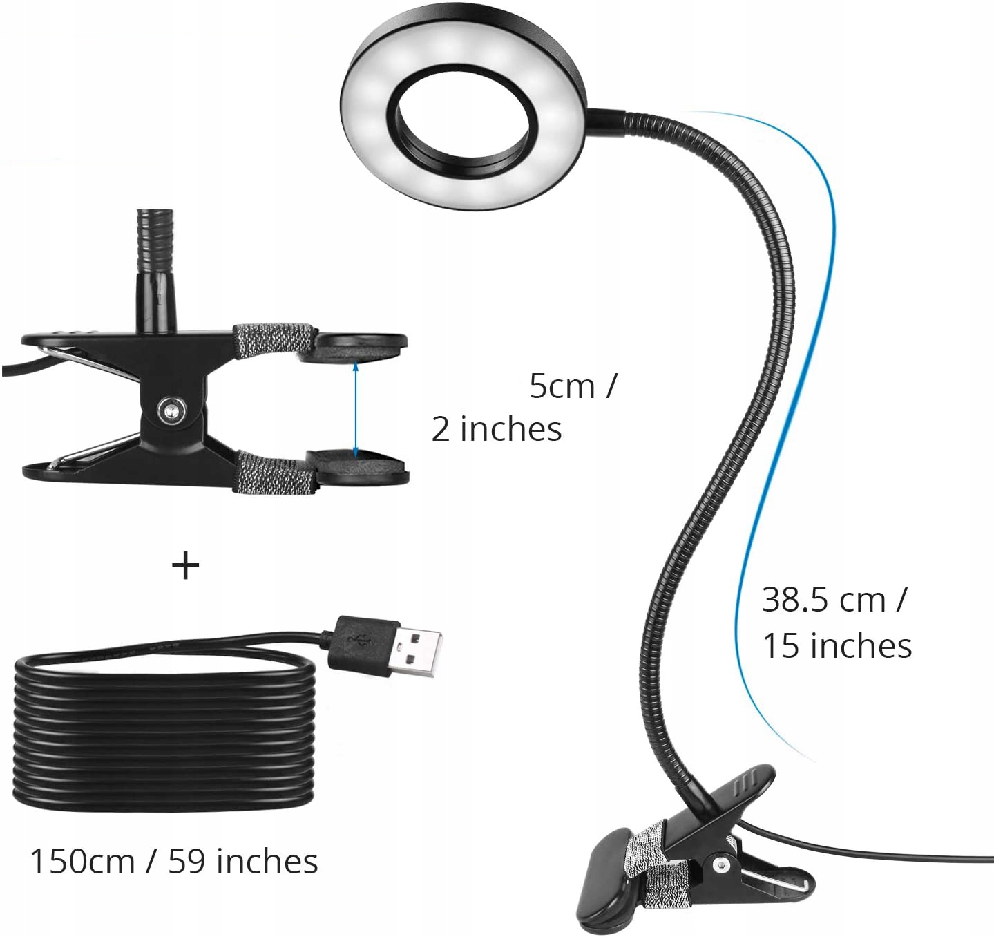 LAMPKA DO CZYTANIA 48LED ZACISKOWA NA ŁÓŻKU BIURKOWA DO POKOJU SYPIALNI USB Rodzaj gwintu zintegrowane źródło LED