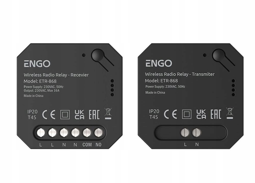 Engo ETR-868 przekaźnik bezprzewodowy Engolink nadajnik odbiornik 230V .770
