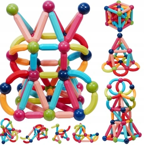 KLOCKI MAGNETYCZNE PATYCZKI MAGNETYCZNE KLOCKI KONSTRUKCYJNE ZESTAW 116 EL Marka Importokazji