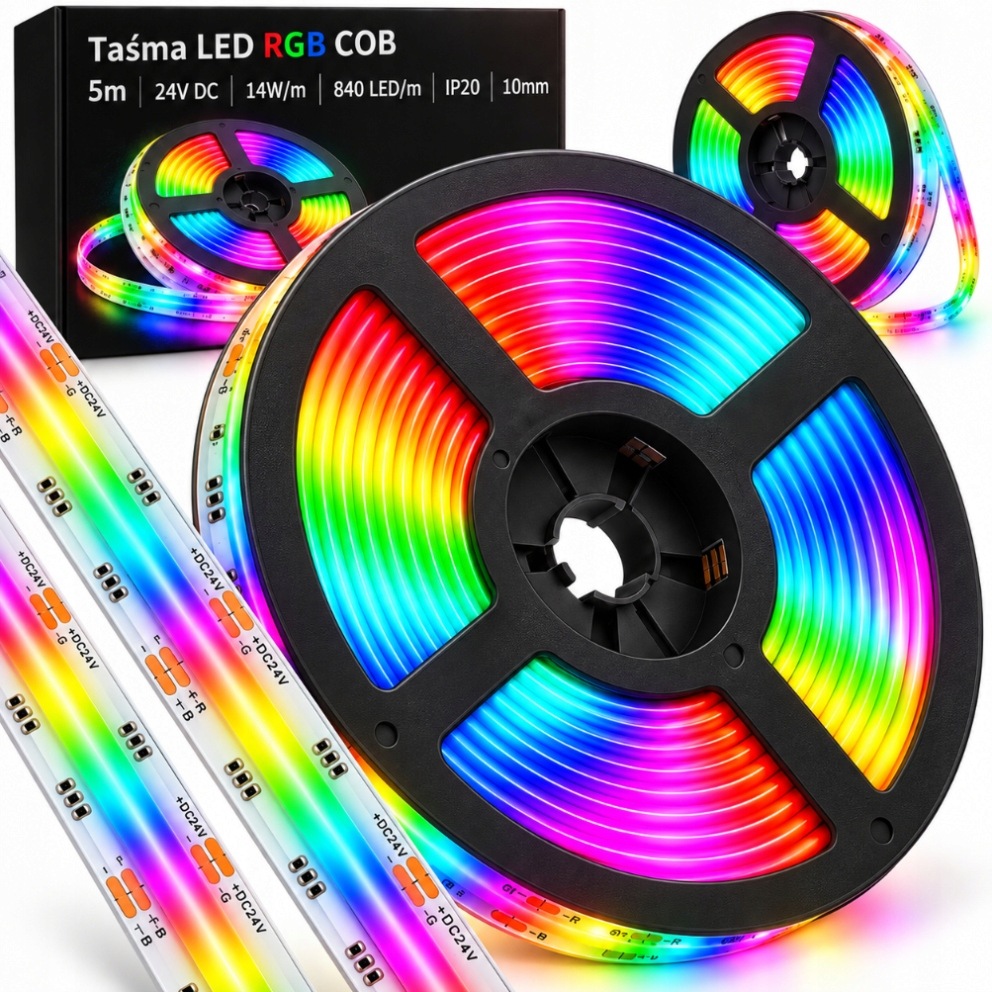 Led pásek Cob Rgb 5 m 24V10 mm 14 W/m IP20 barevné světlo