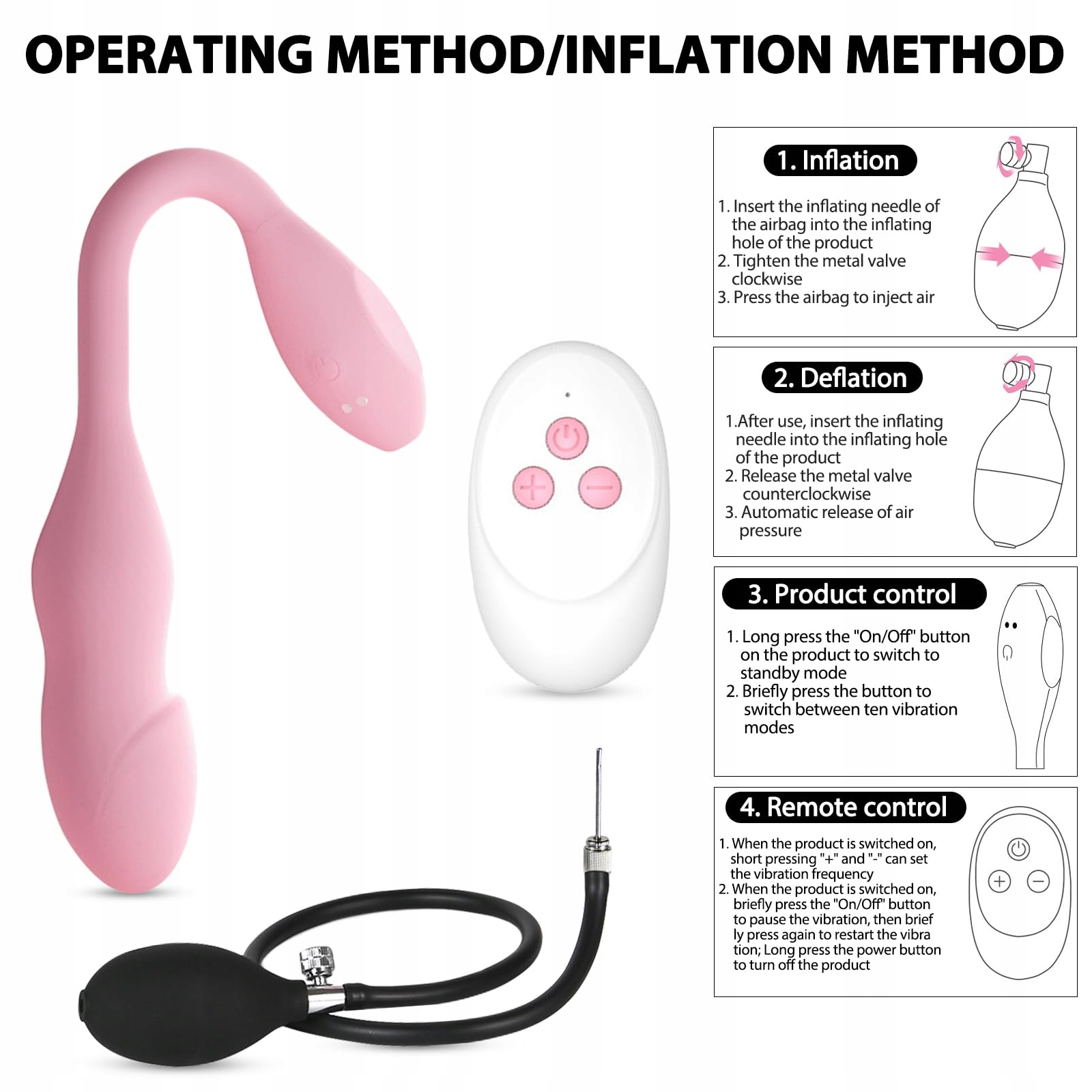MINI VIBRATOR Ei Analplug Dla Kobiet Z Pompką 10 Trybów Wibracji Cichy — miniatura 5