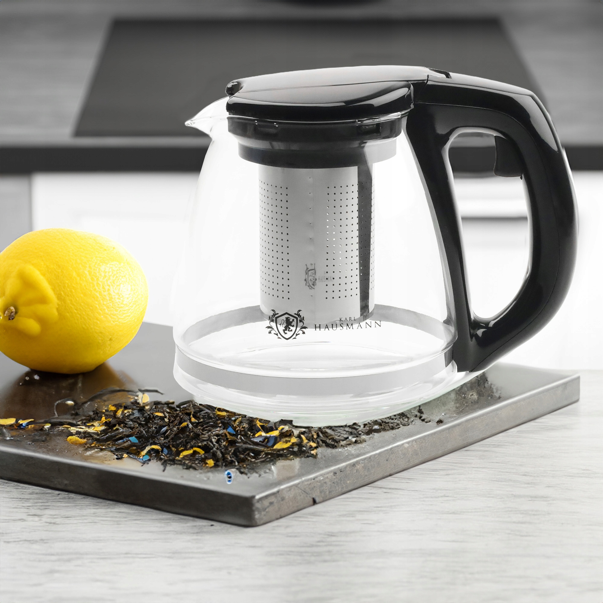 DZBANEK SZKLANY Z STALOWYM ZAPARZACZEM ZAPARZACZ DO HERBATY ZIÓŁ 1100 ML