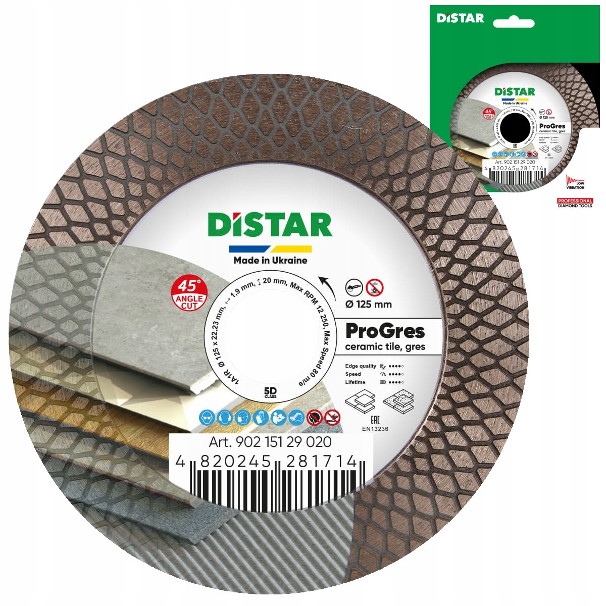 DISTAR PRO GRES 125mm DIAMENTOWA TARCZA DO CIĘCIA I SZLIFOWANIA GRESU
