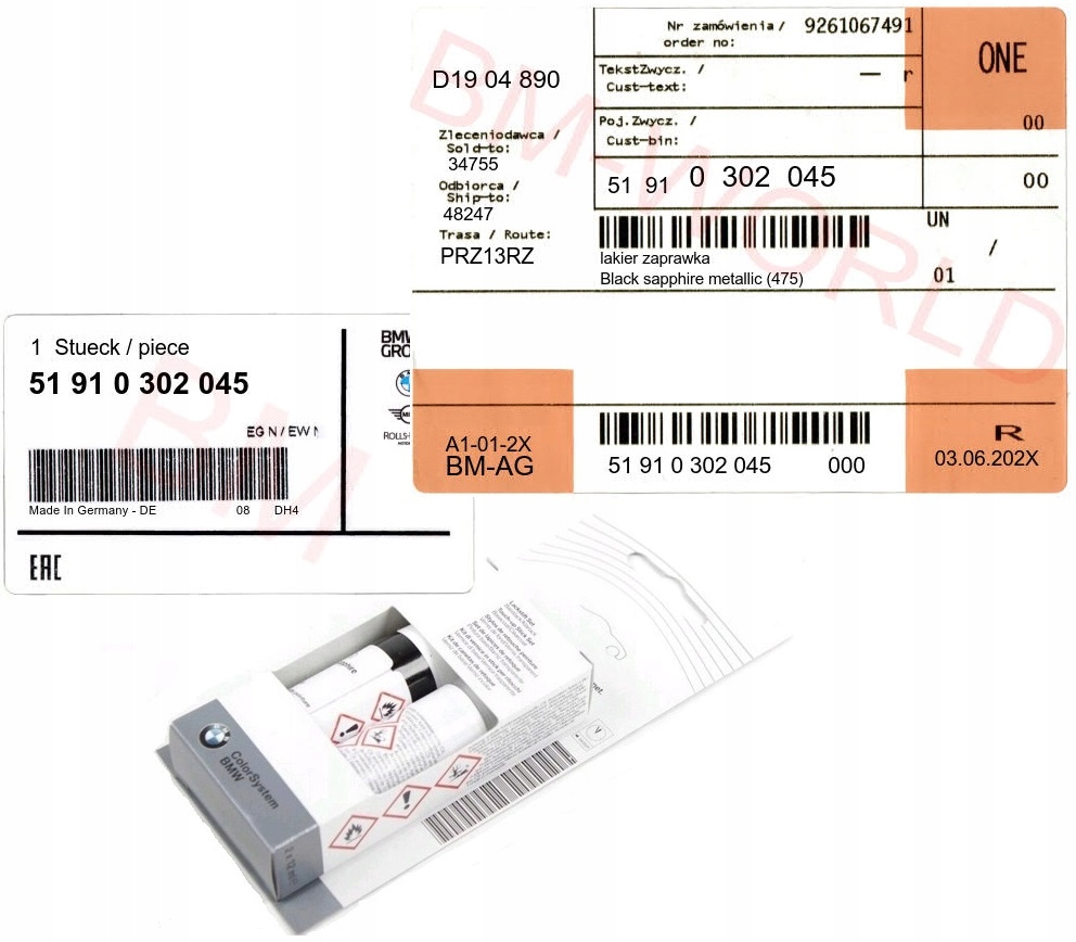 Nový originální Oe Bmw lak na maltu Black sapphire (475) Bmw s Aso