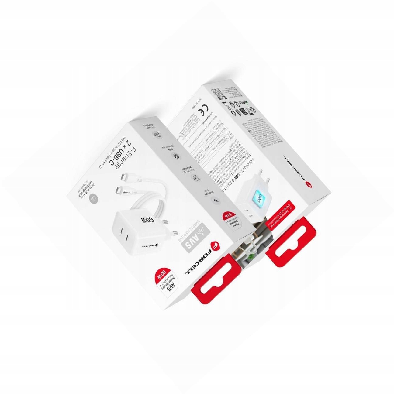 Szybka ładowarka Avs GaN III 60W biała kabel 1m do iPhone 18 Pro