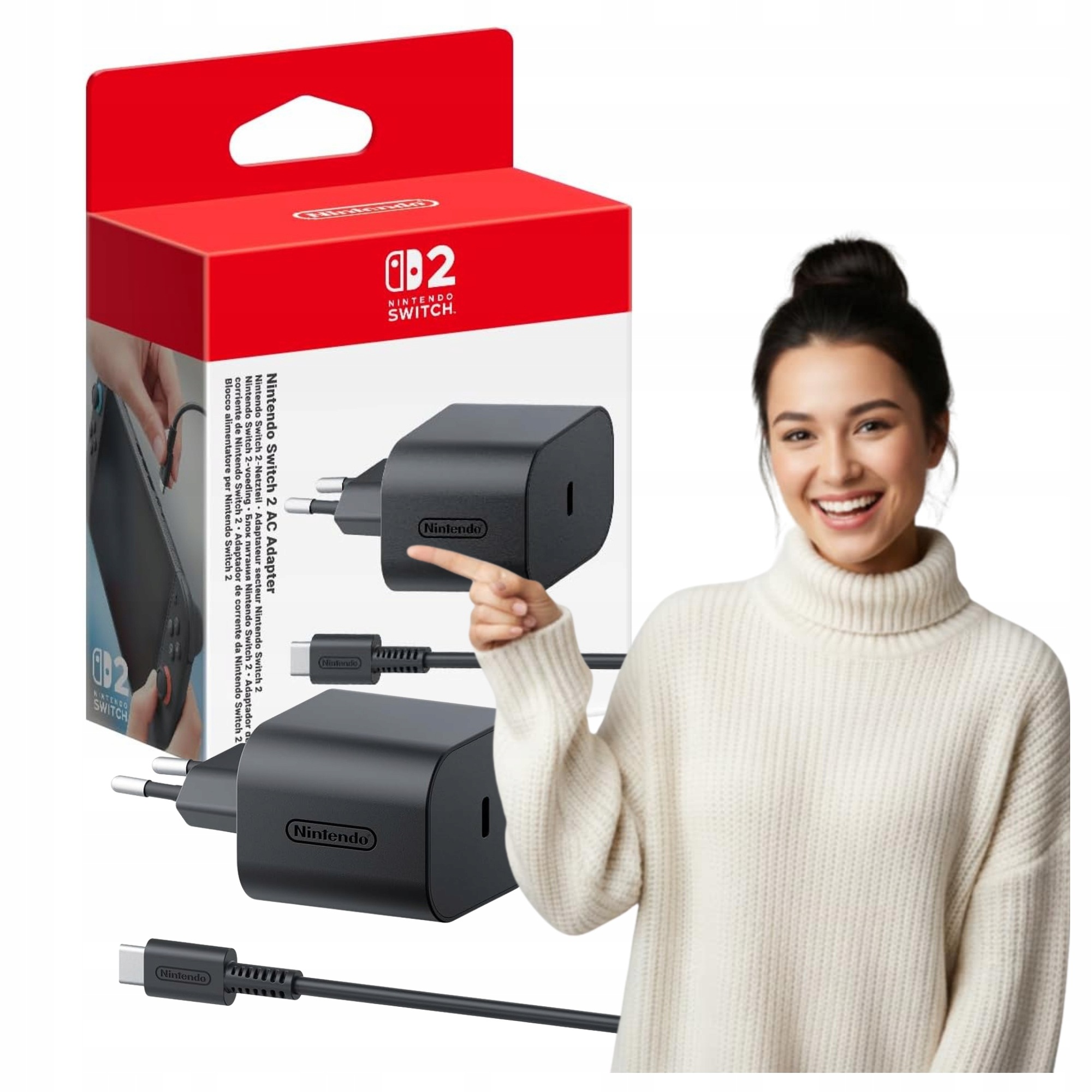 Ładowarka do konsoli Nintendo Ac Adapter Czarna do Nintendo Switch 2