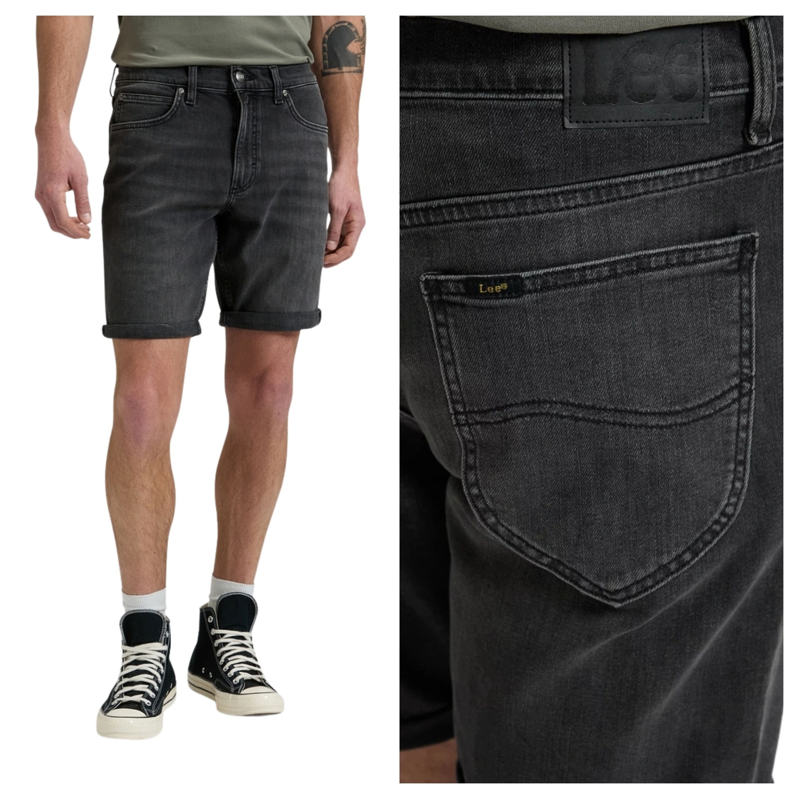 Pánské šortky Lee Rider Short Černé Bavlněné Kraťasy kraťasy W32