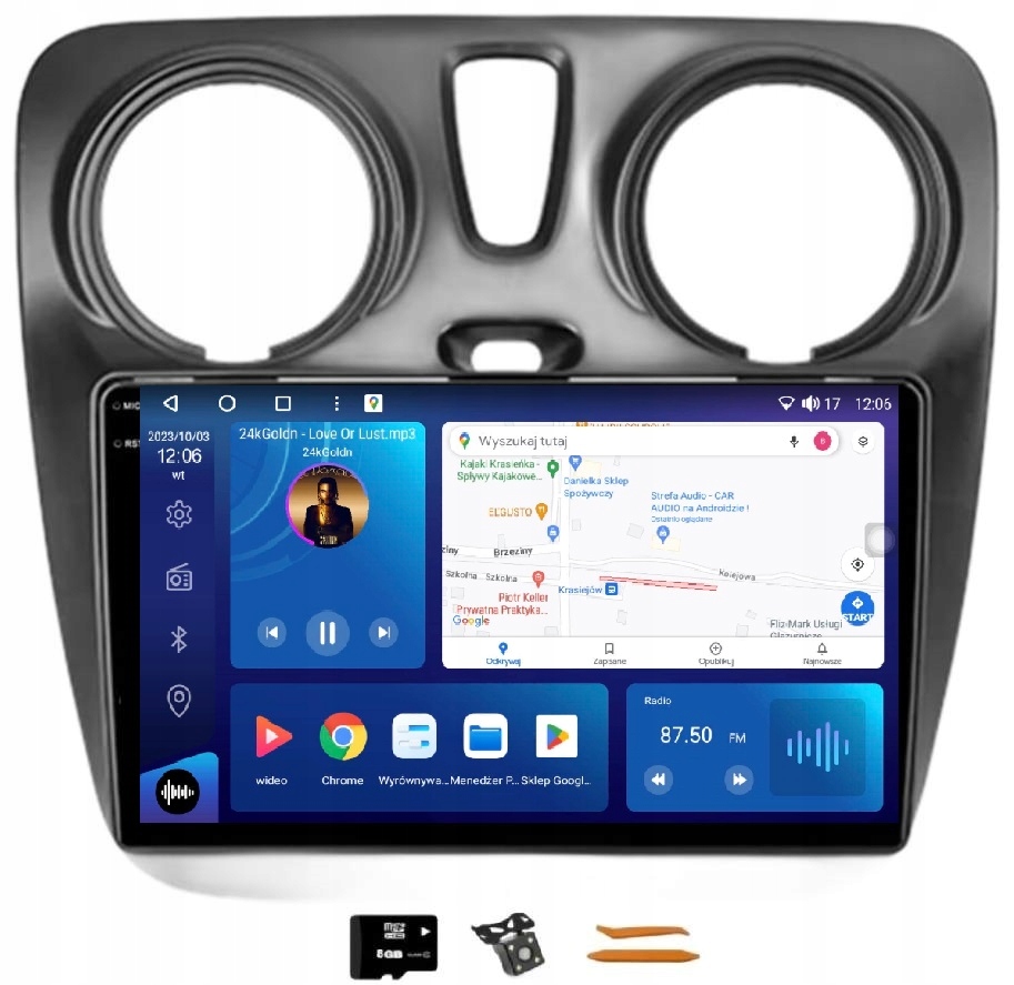 Rádio Android Navigácia Qled 2K Carplay 128GB Lte Gps Dacia Dokker 12-20