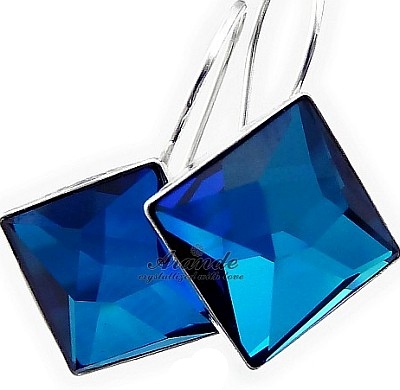 Krystalické Náušnice Bermuda Blue Stříbro Certifikát