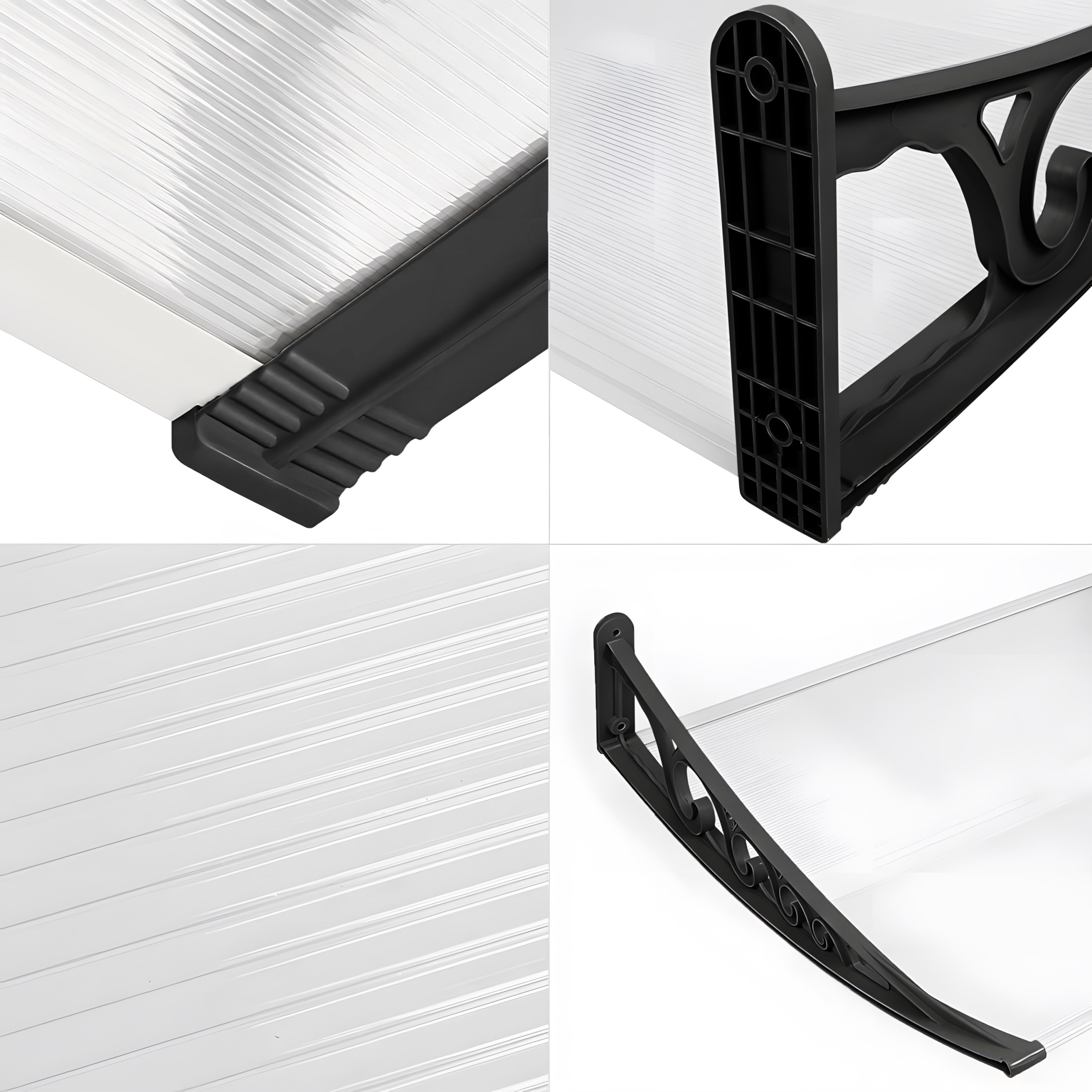 DASZEK ZADASZENIE NAD DRZWI WEJŚCIOWE KLIME POLIWĘGLAN 150X100 cm CZARNY Materiał poliwęglan