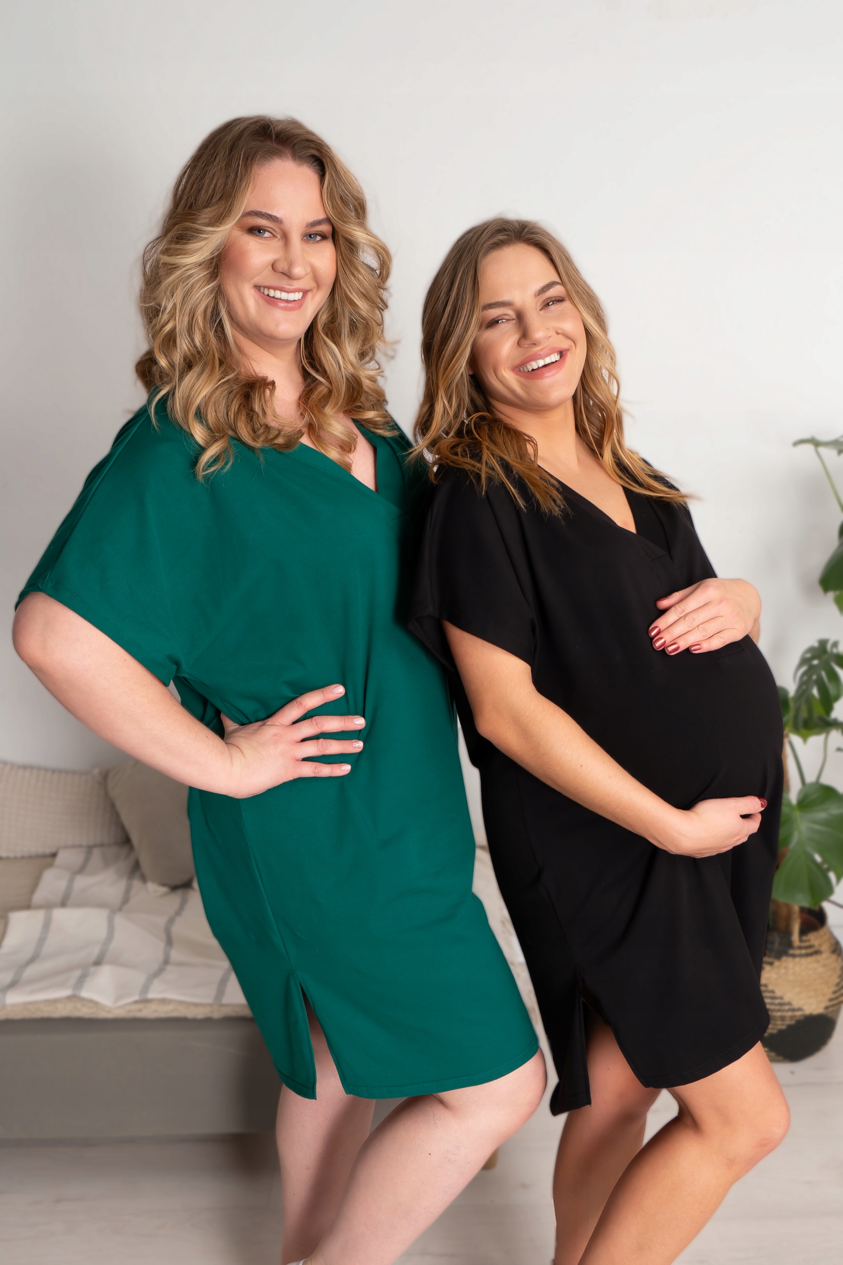 Butelkowa KOSZULA "V" nocna ciążowa do porodu karmienia M rozpinana napy Kolor zielony