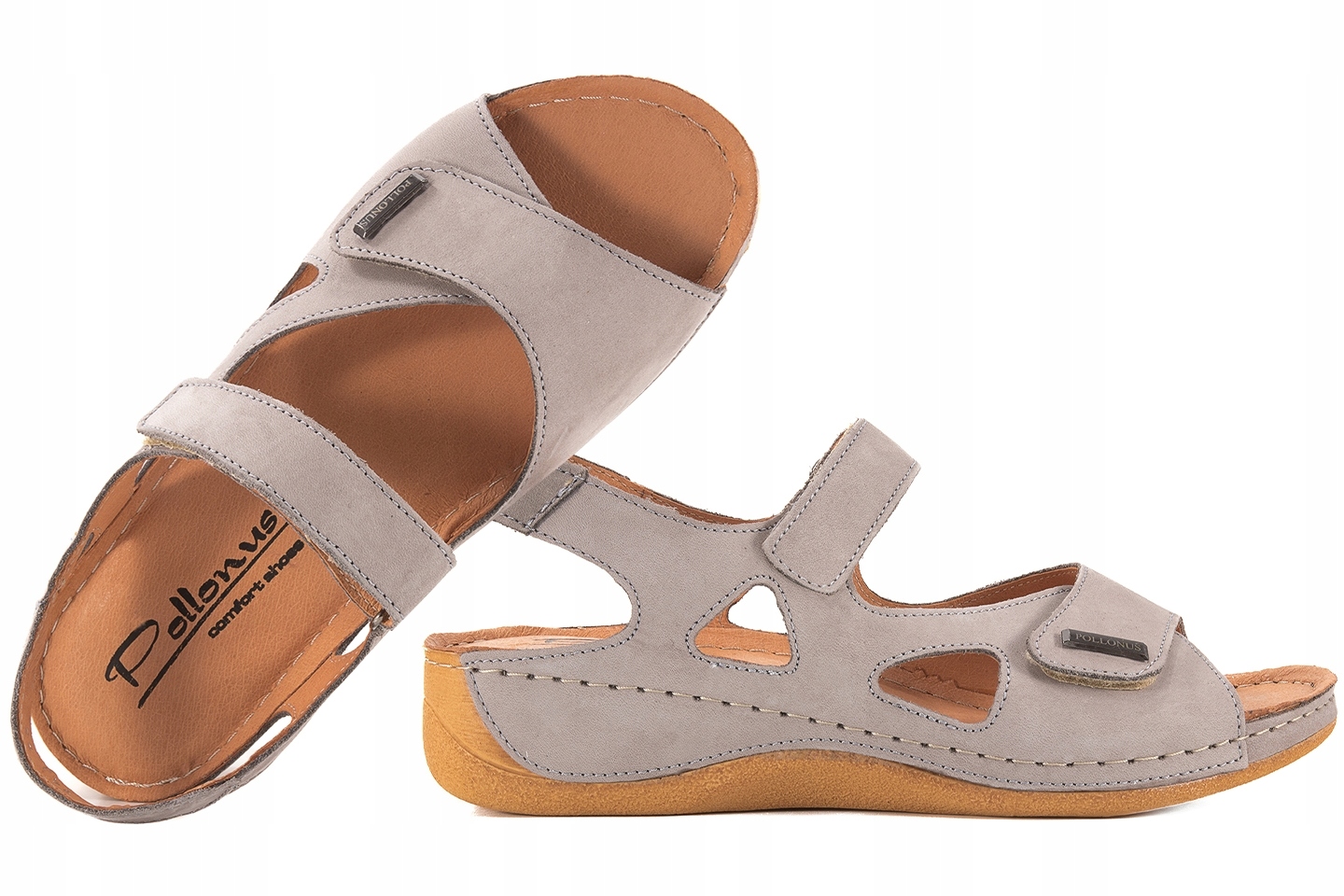 Pollonus 0994 Dámské Kožené Sandály Komfort Koturn Pu šedé 38 Šedá