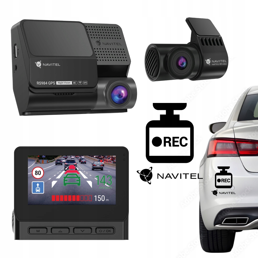 Wideorejestrator Navitel RS984 GPS 4K UHD z kamerą tylną HDR/WDR