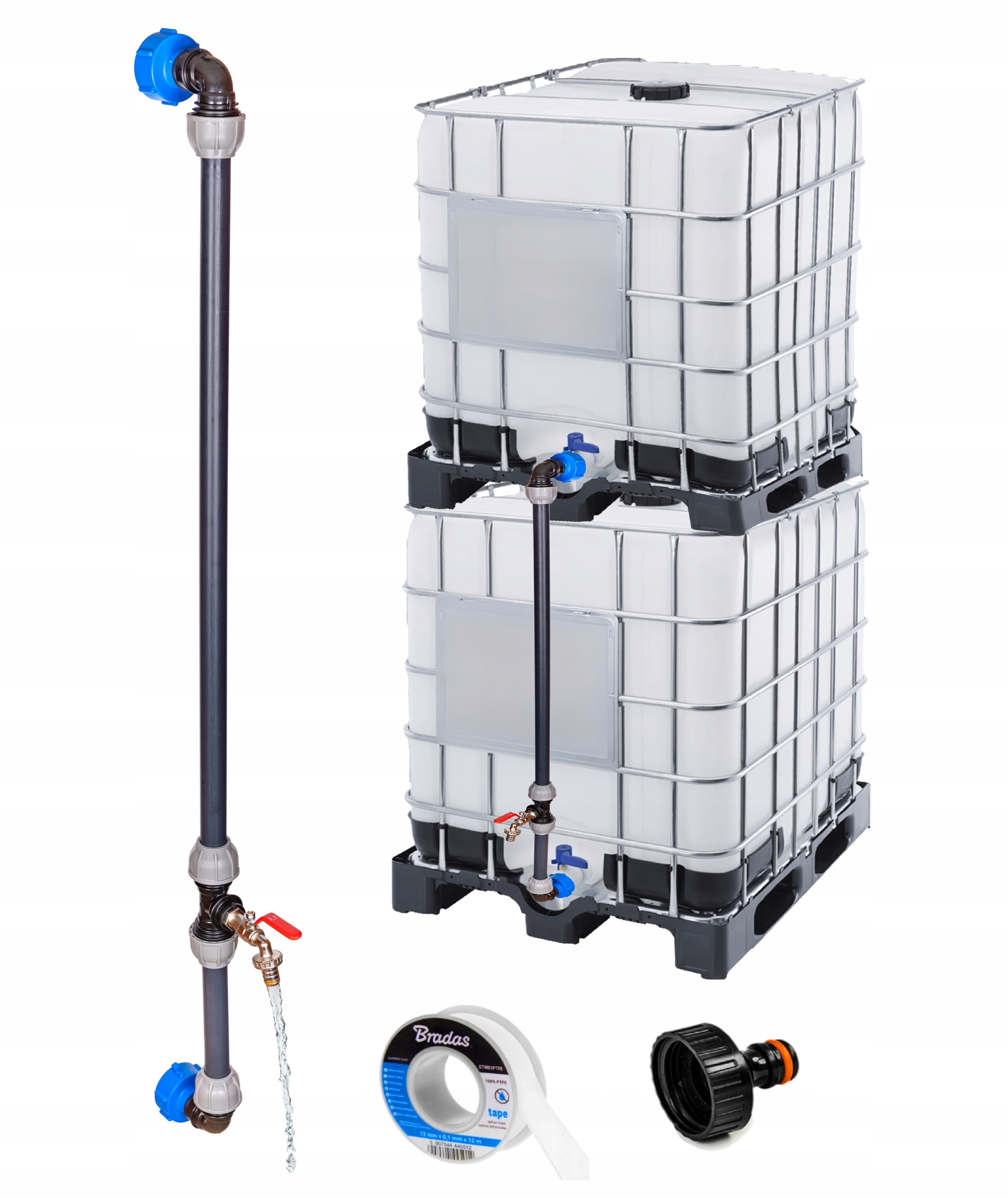 Łącznik Dwóch Zbiorników Pionowo 1000l Ibc Mauzer S60x6 1 Cal 25mm Kran