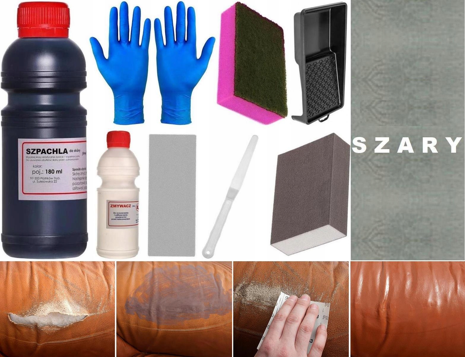 Šedá Opravná Sada Na Poškrábání Kůže Set Odstraňovač Lepidla Renoskór Guma