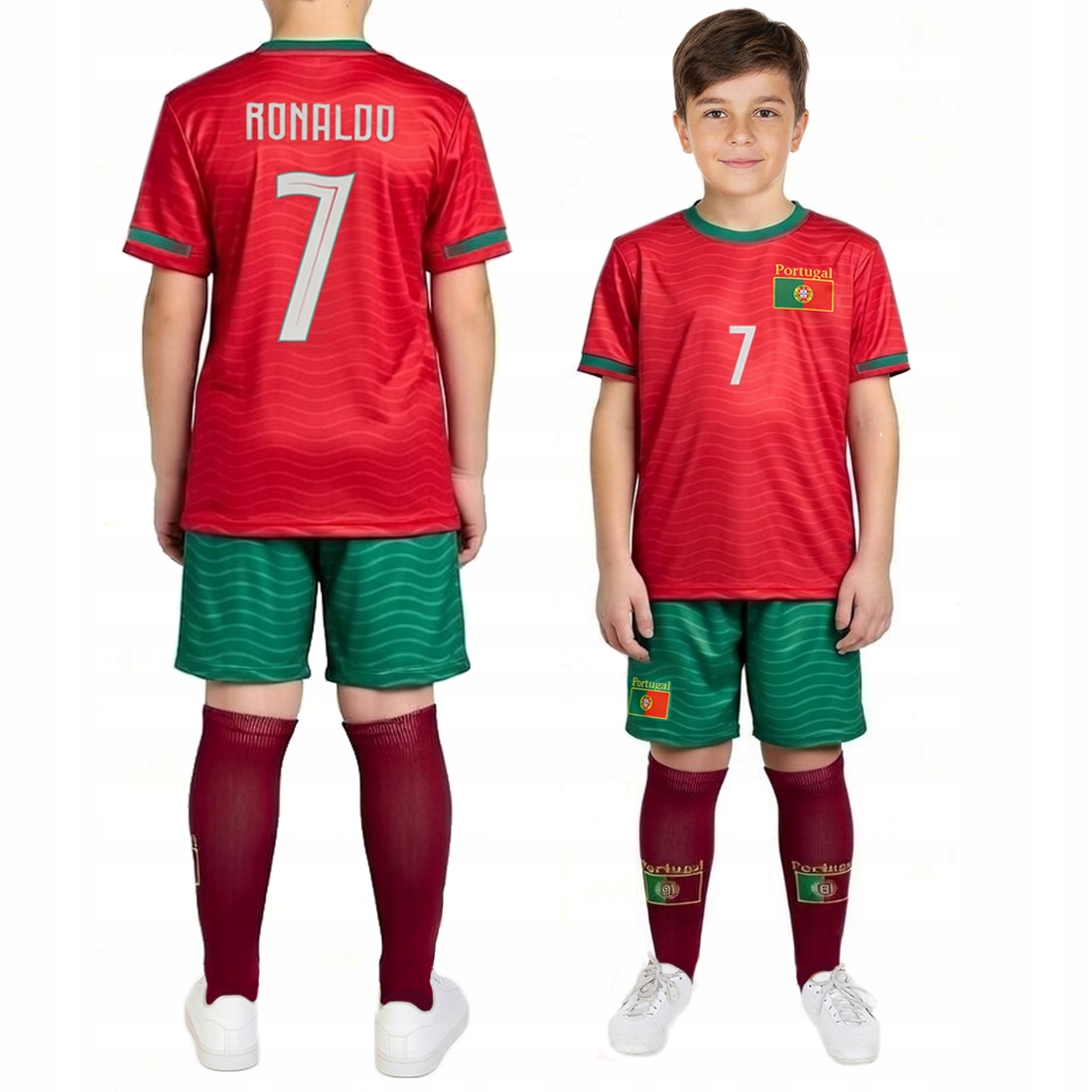 Strój Piłkarski Numerem 7 z Getrami 122 Komplet Dla Dzieci