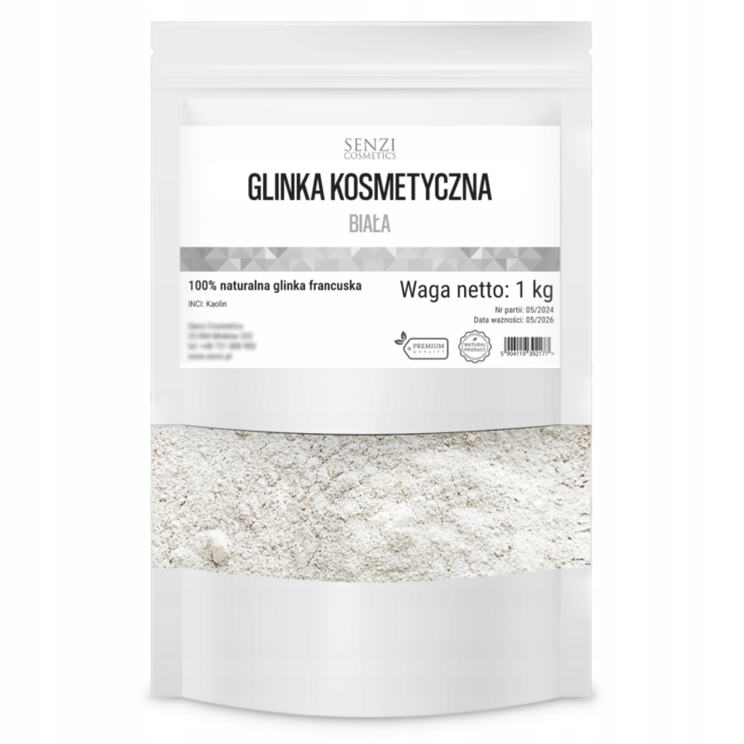 Bílá hlína Kaolin Kosmetická 100% přírodní francouzská maska 1000 g