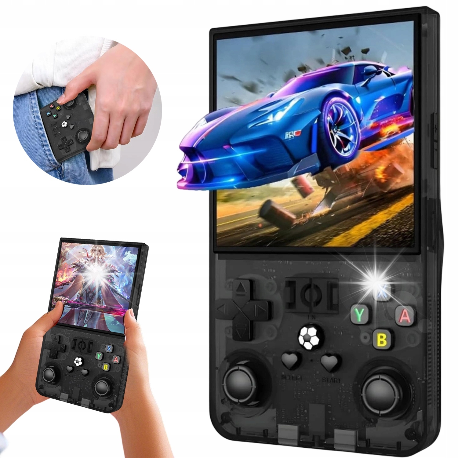 KONSOLA DO GIER RETRO Z EKRANEM IPS PAMIĘCIĄ 64GB I AKUMULATOREM 4000MAH
