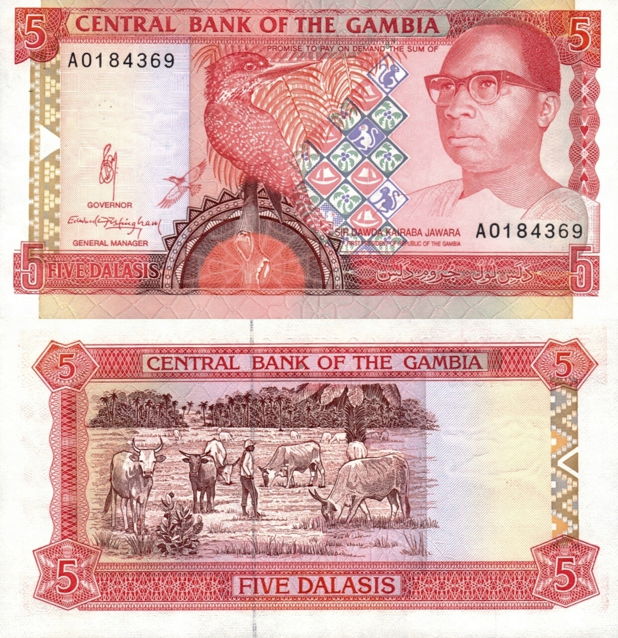 # GAMBIA - 5 DALASIS - 1991 - P-12a - UNC (seria A 01...)