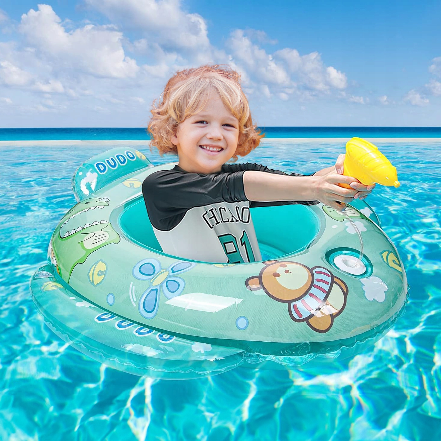 KOŁO DO PŁYWANIA DMUCHANE WODY MATERAC PONTON Z SIEDZISKIEM PISTOLET WODĘ Stan opakowania oryginalne