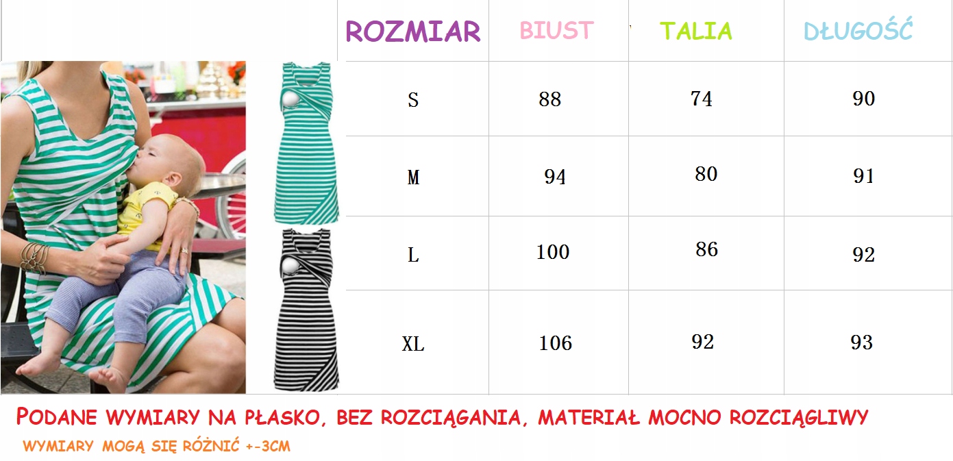 Sukienka ciążowa do karmienia krótki rękaw L Rozmiar L