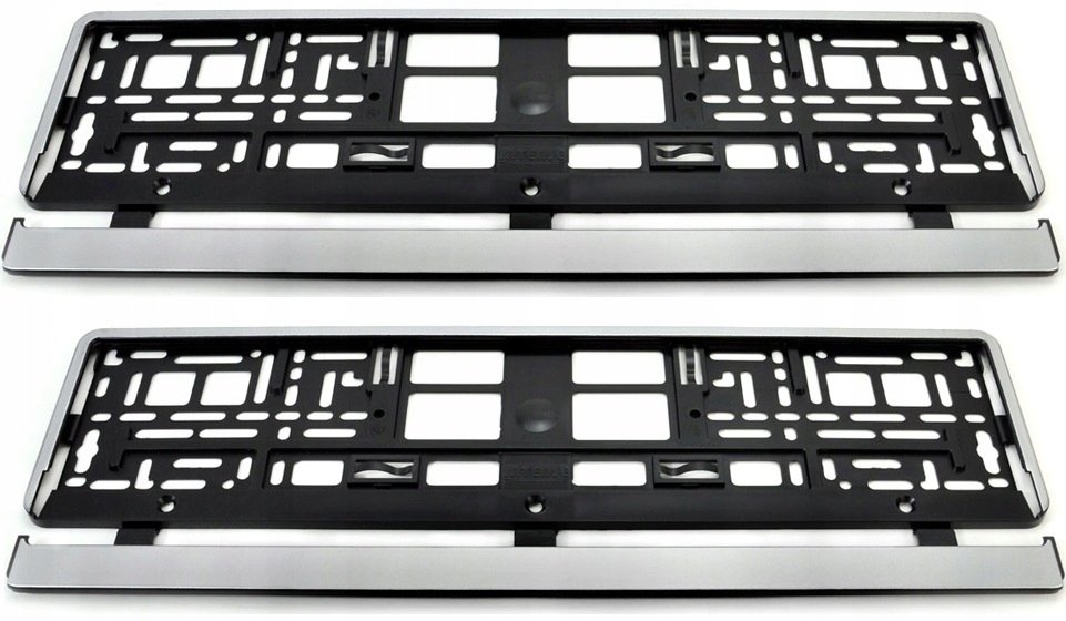 2x Ramka do tablic rejestracyjnych srebrna elastyczna do auta samochodu