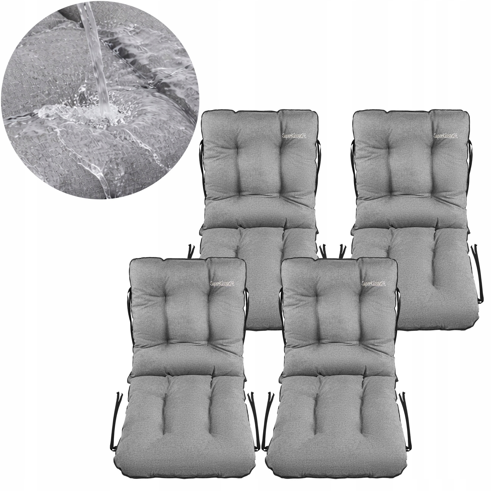 Set polštář Voděodolná na zahradní židli 48x48x48 Len Šedá 4ks