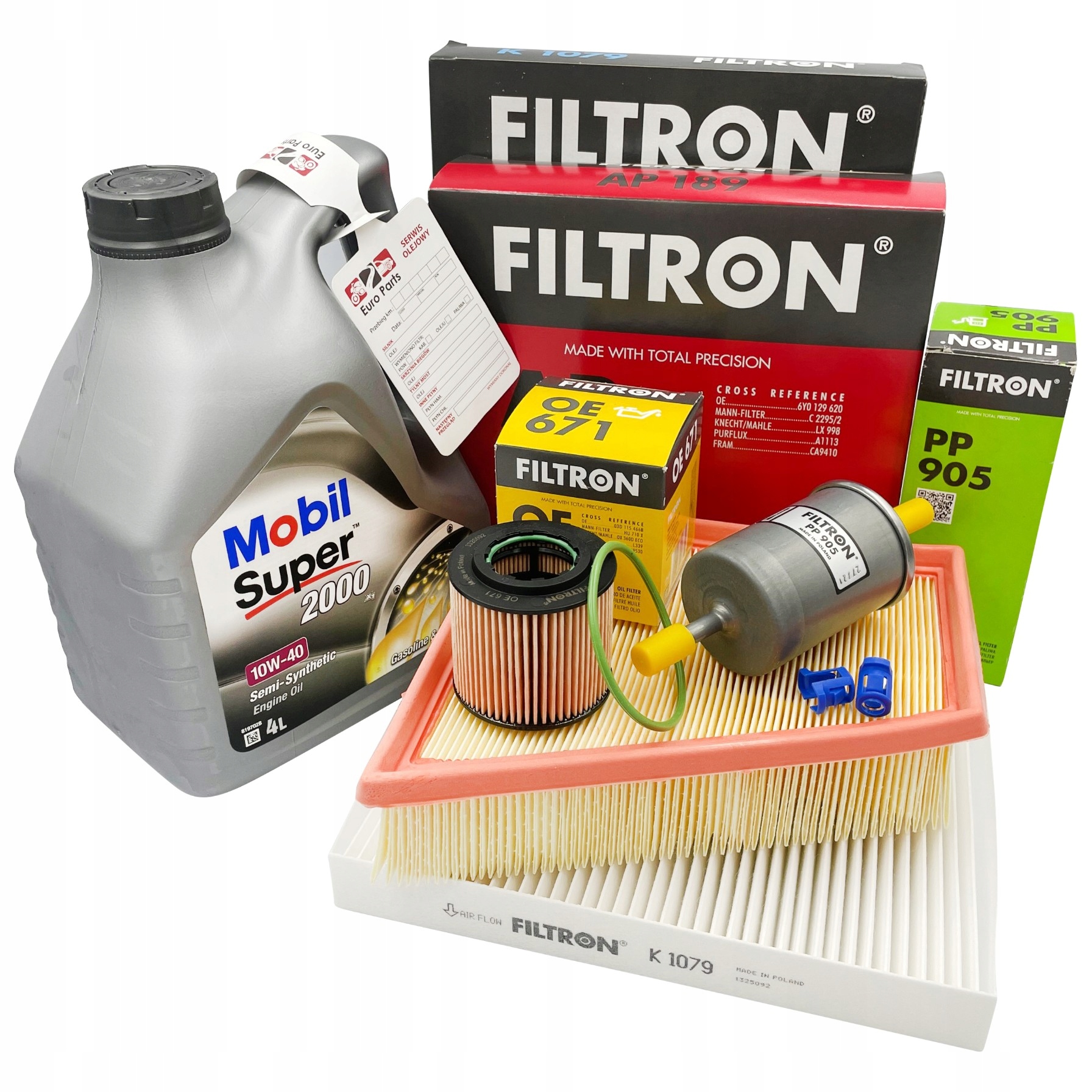 Sada filtrů Vw Polo 9n 1.2 12V Fox 1.2 Filtron Mobil 10v40 4L olej