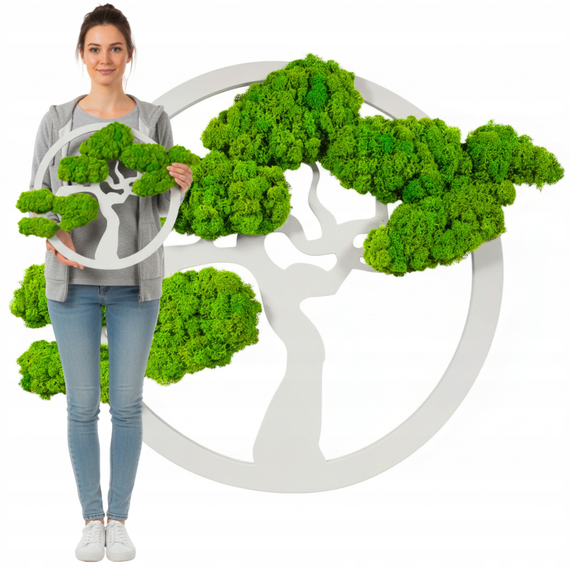 Dekoračný stromček z Mchu Severský Lišajník Stromček šťastia života Biely