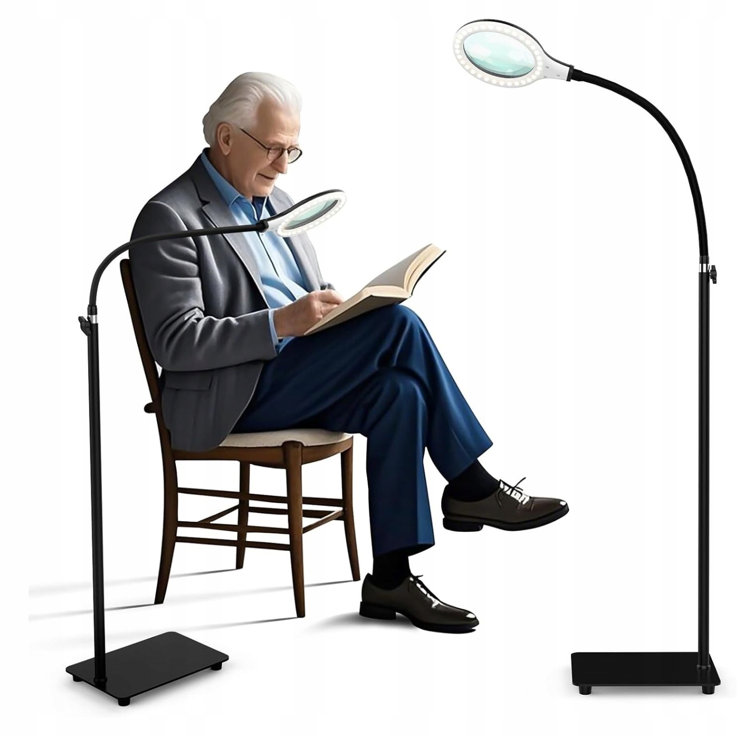 Zvětšovací lupa Led lampa 5x stmívatelná stojící pro přesnou práci