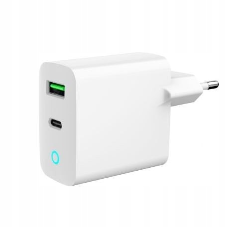 Ładowarka Usb-a Usb-c Led 20W Pd QC3.0 biała