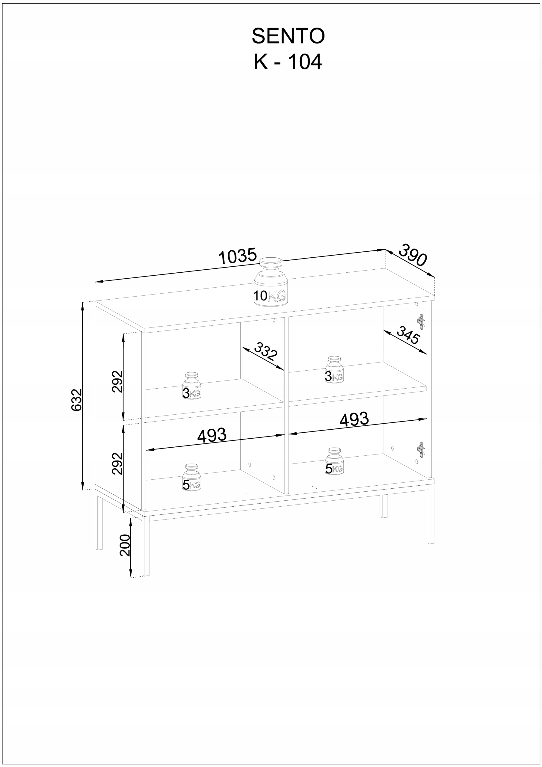 Komoda Sento przeszklona + LED K104 Kolekcja SENTO