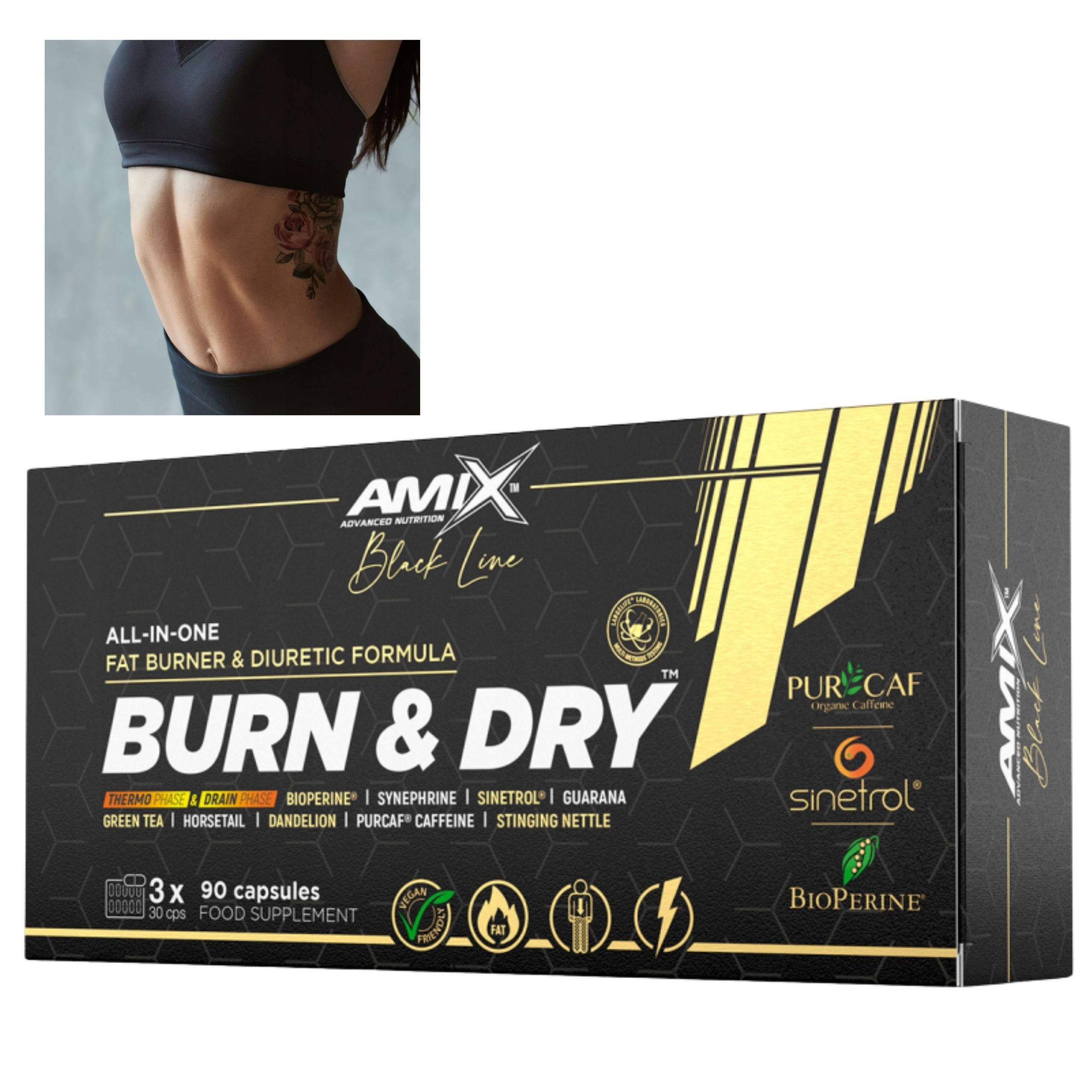 Burn Dry Amix Účinný spalovač tuků Kofein Guarana Extract Bioperin