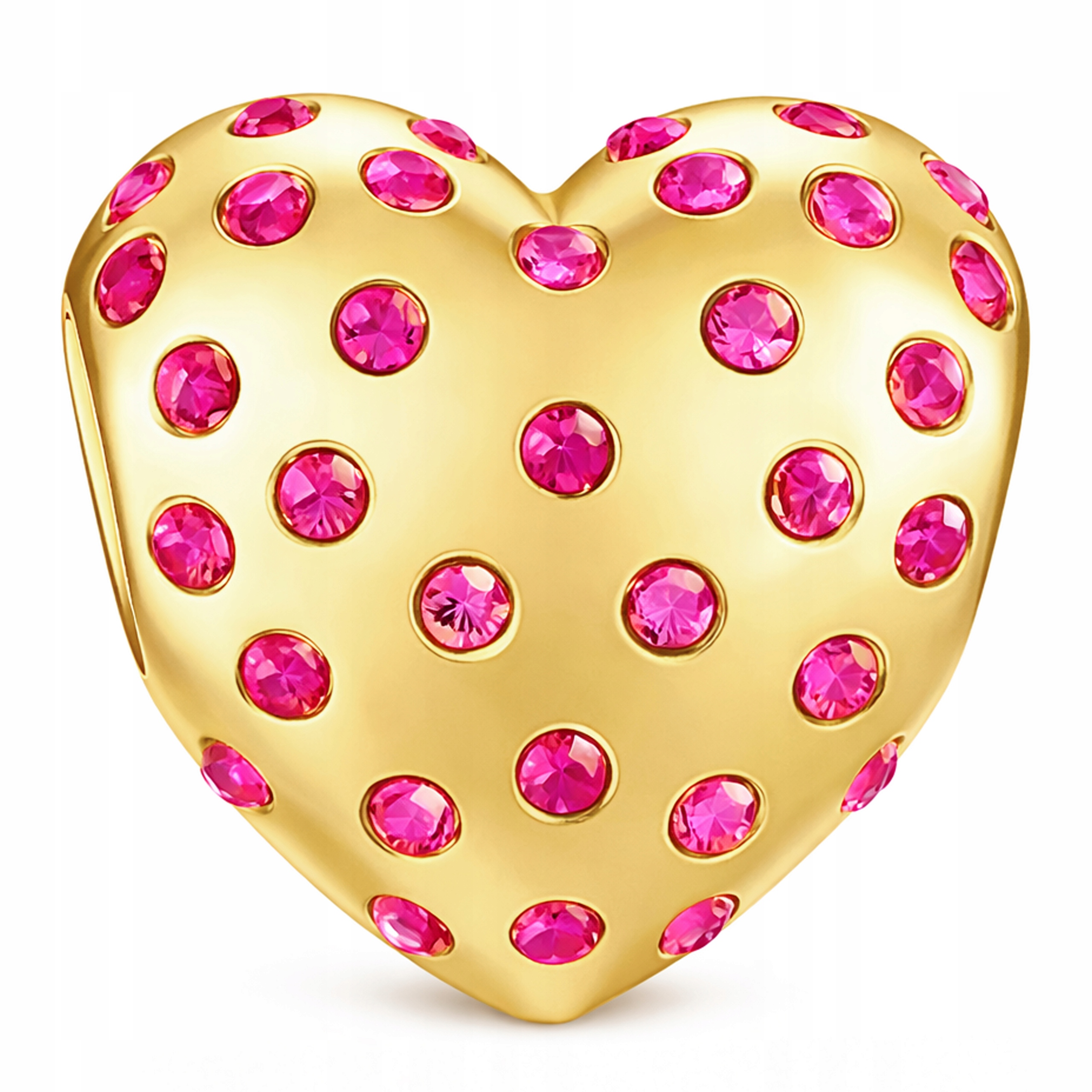 Zlatý Charms Srdce Růžové srdíčko Zirkony Láska Valentýna Stříbro 925