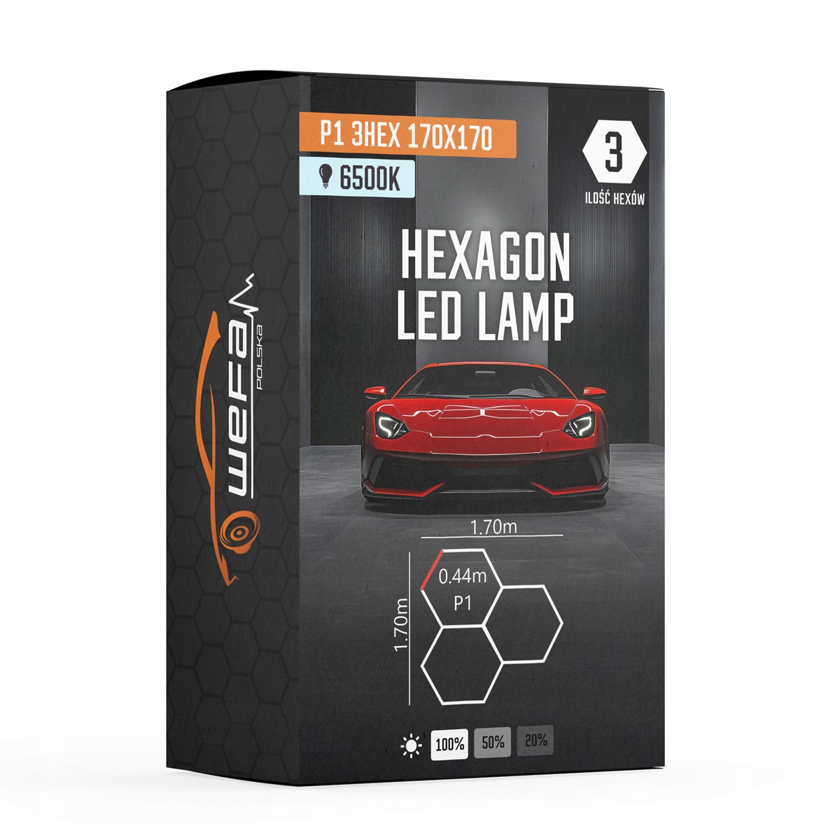 3 režimy jasu Lampa Hq Led Hexagon P1 3HEX 170x170 6500K
