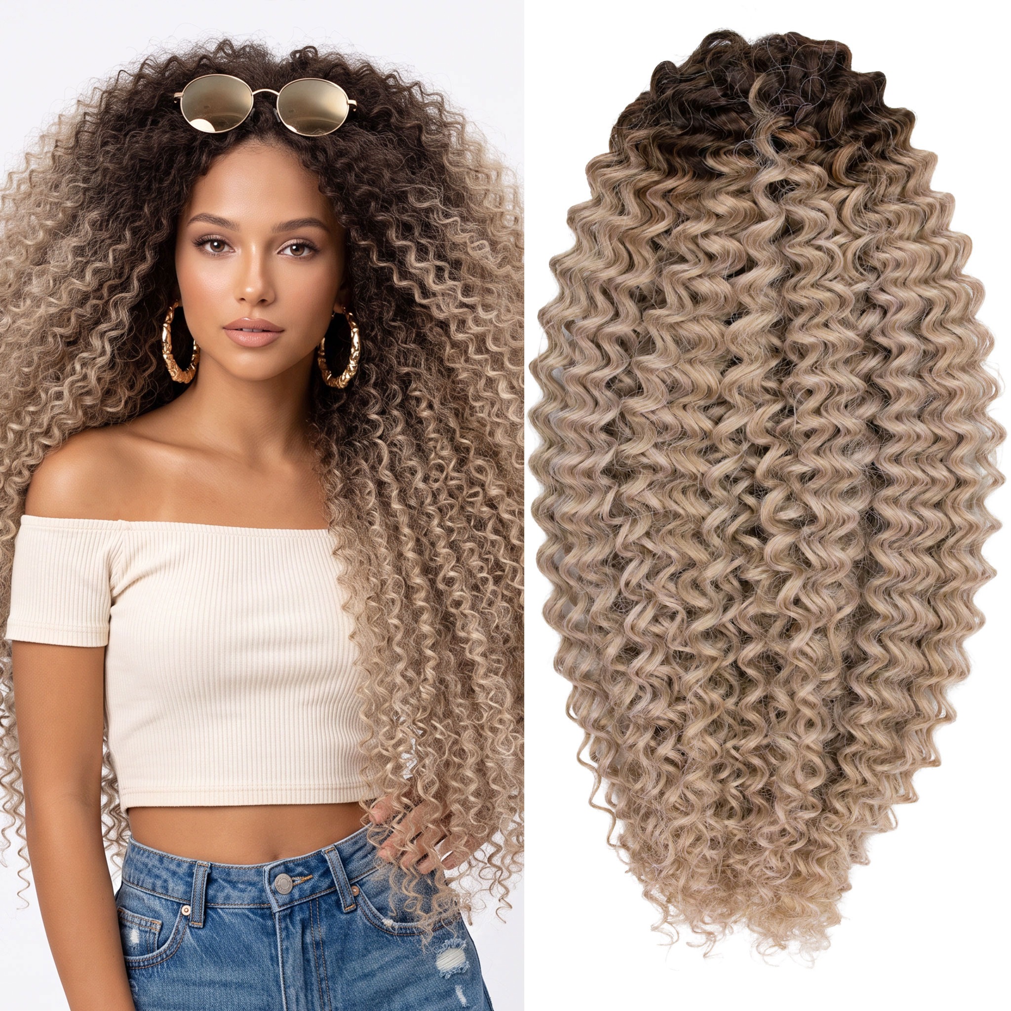 Włosy syntetyczne Afroloki Jolie mini spiralki 50cm 300g blond i róż odrost