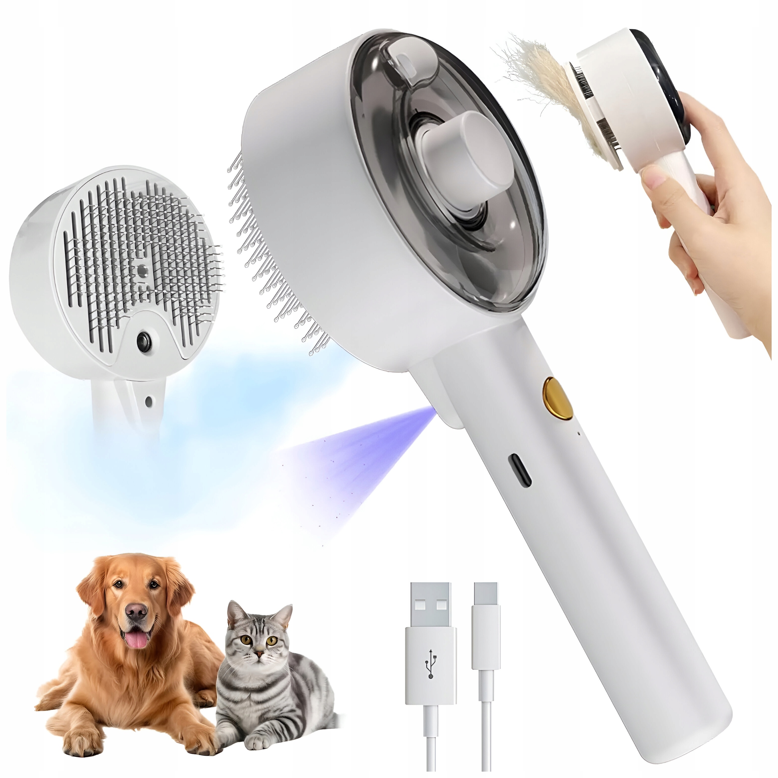 Levně Parní Kartáč Pro Kočky Psů A Zvířat Antibakteriální Pro Péči O Srst