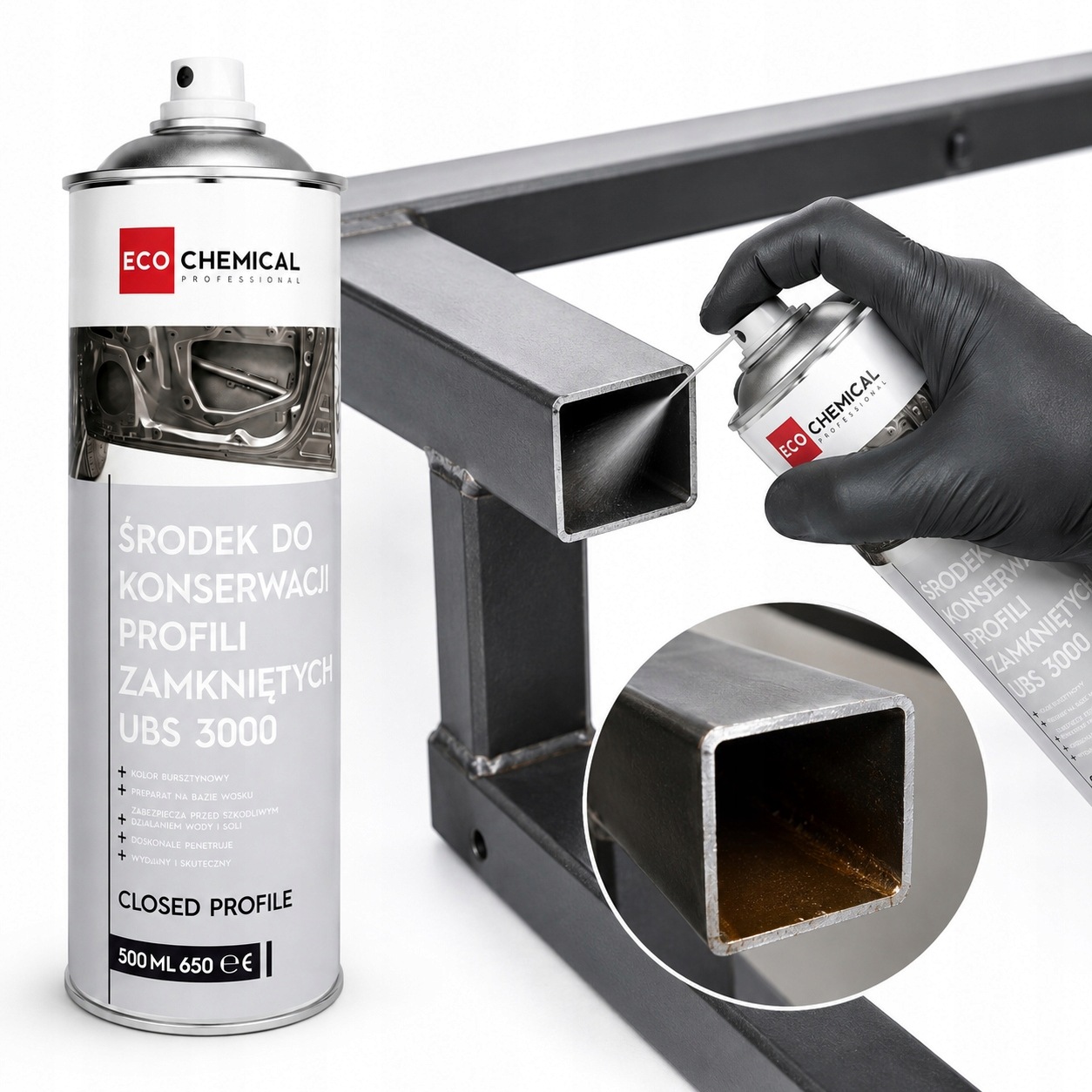 Preparat do konserwacji profili zamkniętych Ecochemical w sprayu 500 ml