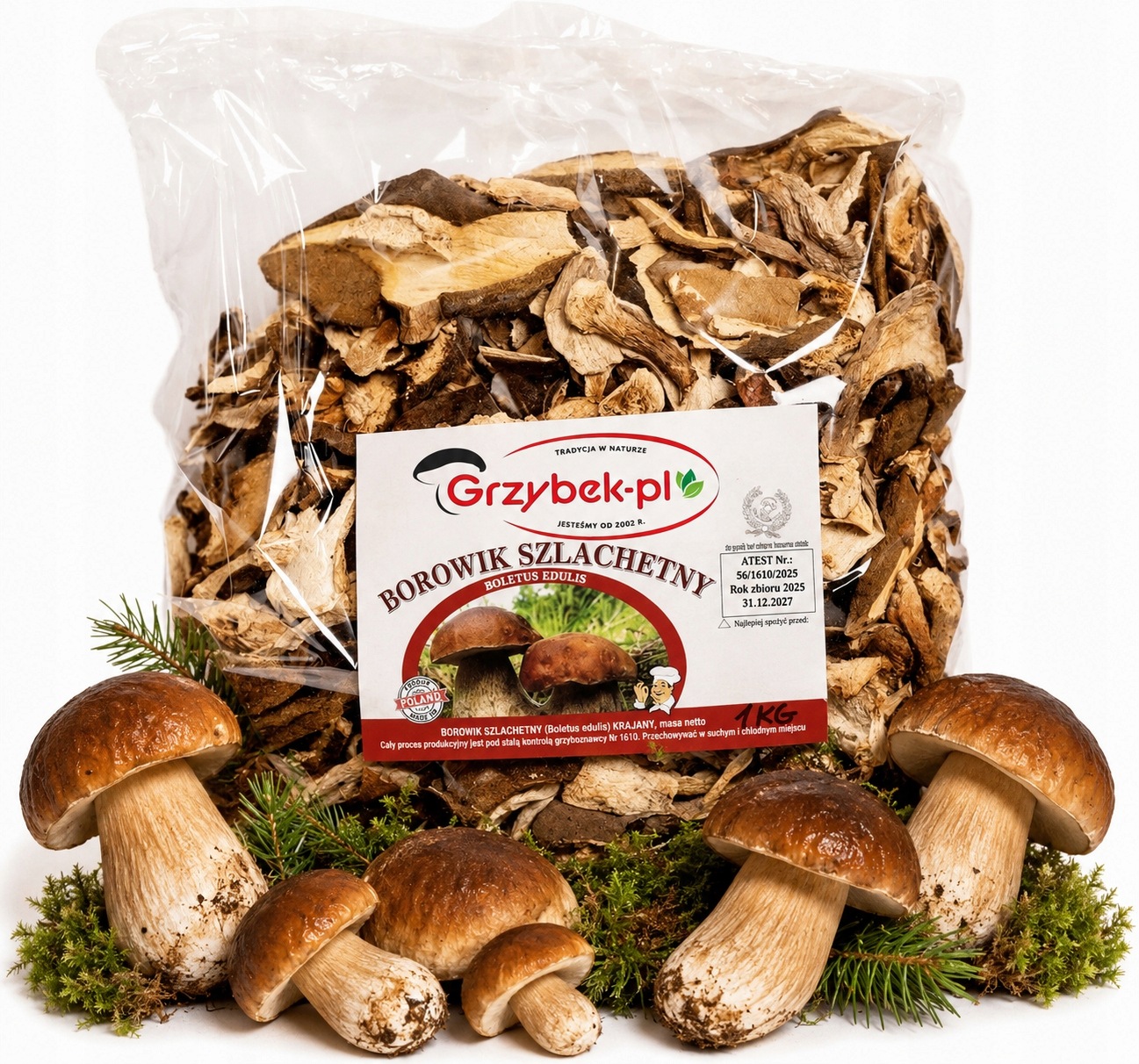 Borowik Pravěk Krájený 1kg Sběr 2025 Polský Atest sušené houby