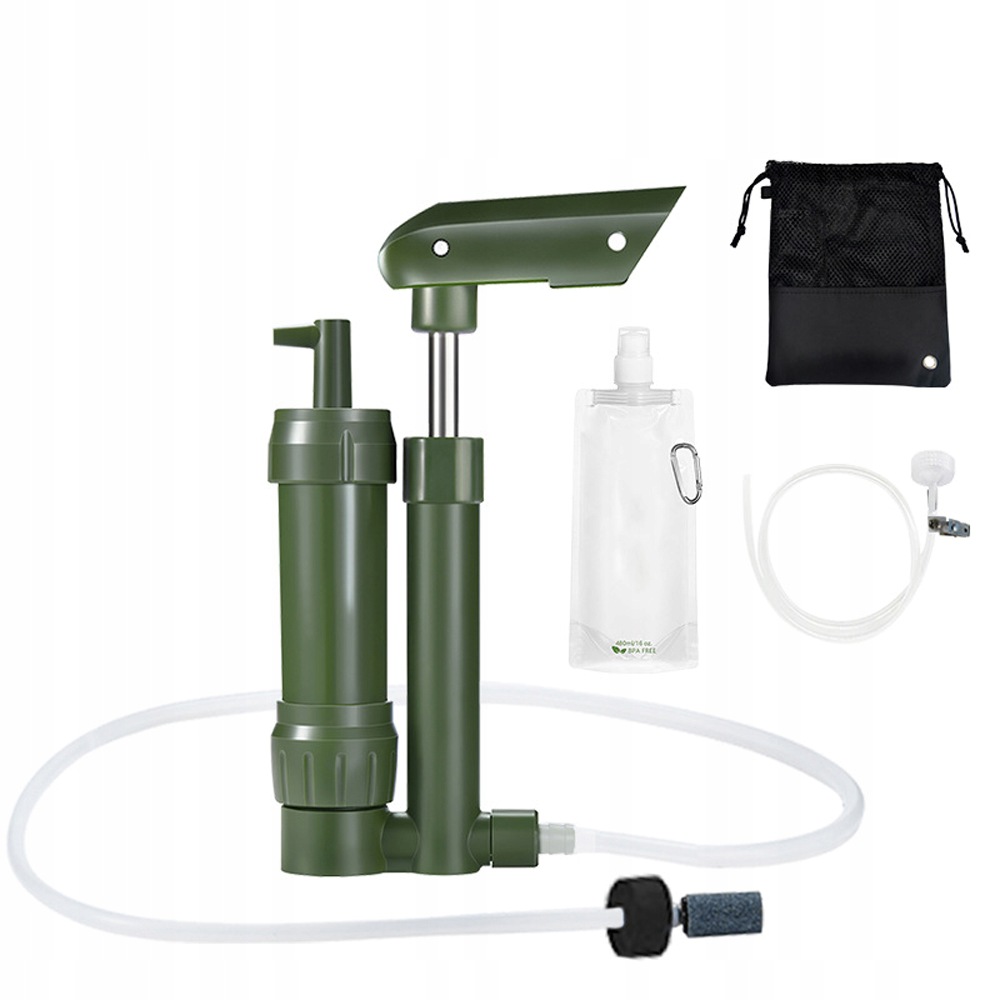 Filtr Wody Turystyczny Pompa Survivalowa 3 Stopniowy Filtracji 500ML