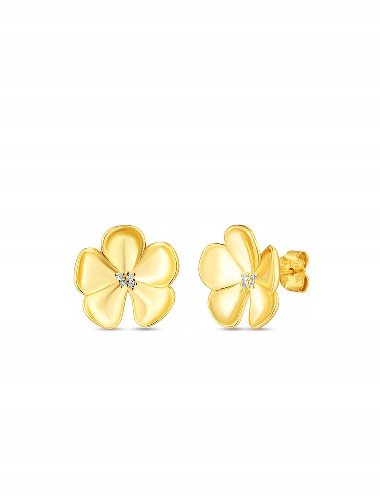 Náušnice pecky Vuch Floret Gold stříbro 925 pozlacené zirkon květ