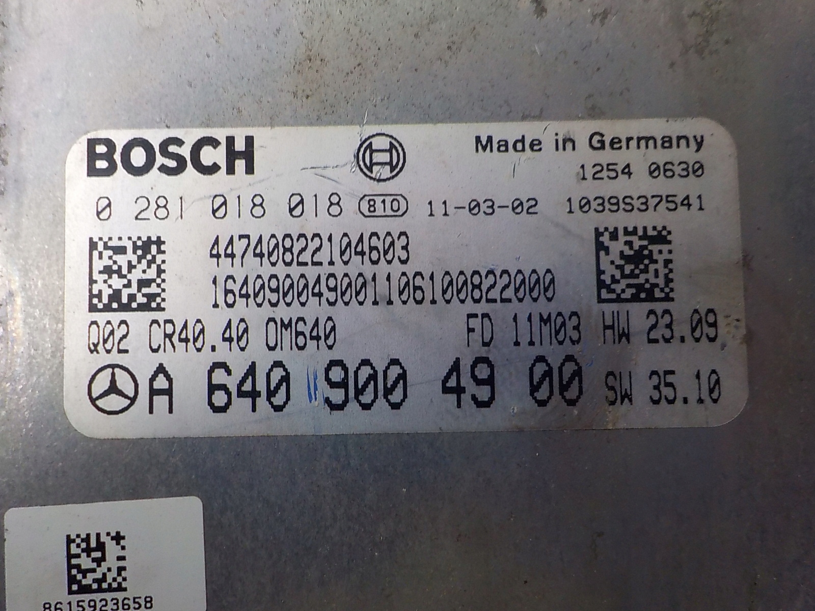 MERCEDES-BENZ computer control unit 0281018018 A6409004900