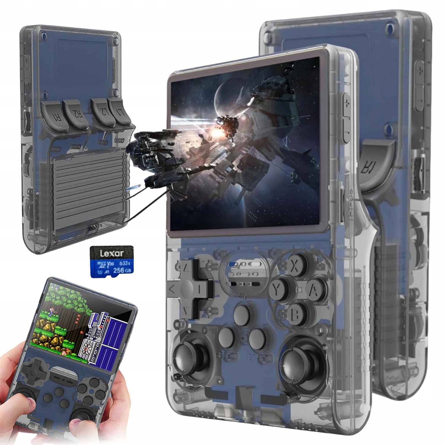 Konsola Do Gier Retro Tf 256 Gb 3,5'' Czarny R40s Ekran Ips 640*480P