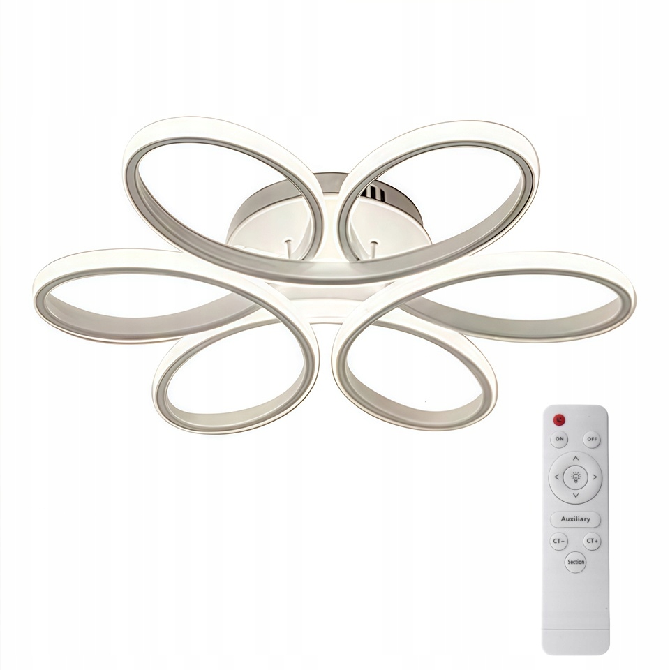Lampa Sufitowa Biała Wisząca Plafon Modern Żyrandol Led Z Pilotem Do Salonu