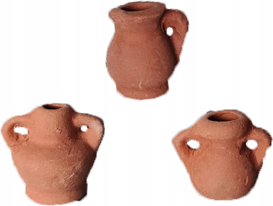 

3 Dzbanki Gliniane do 1,7cm wys. do figur 7-12cm
