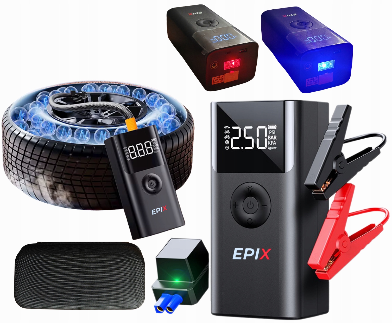 Štartovacie Zariadenie Jump Starter 1800A Kompresor Powerbank Epix 12000 mA