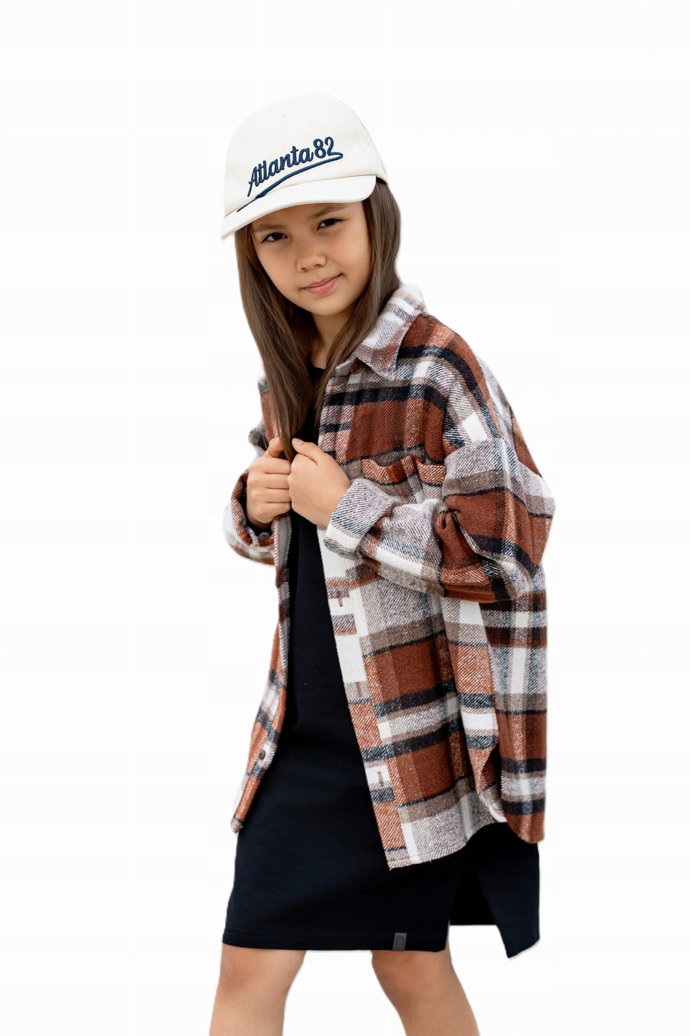 Koszula w kratę flanela lekka kurtka brązowa All For Kids 140 146