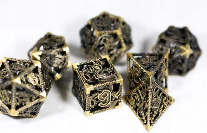 NIEUGIĘTA SIŁA ZESTAW 7 METALOWYCH KOŚCI KOSTEK RPG
